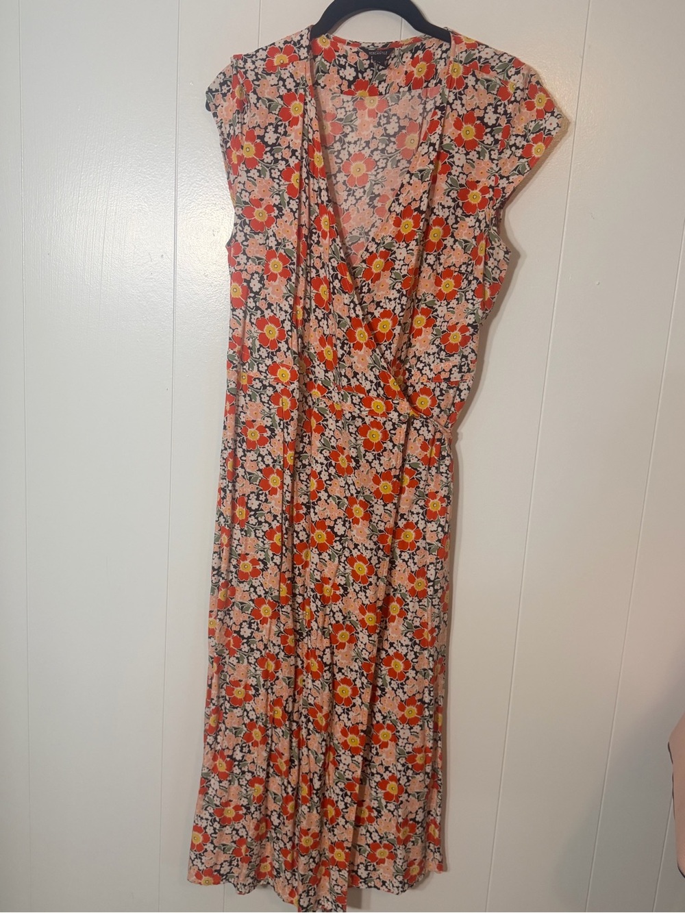J crew mercantile Floral Wrap Maxi Dress in Coral and Yellow